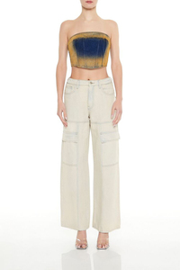 2025 Top Selling <b>Sandblasted</b> Denim Tube Crop Top for Women Plus Size Casual Short Design Breathable With Low MOQ Customization - Product Image 6