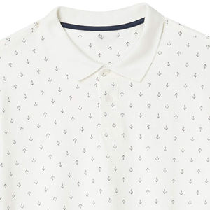 เสื้อโปโลแขนสั้นพิมพ์ลายสมอเรือสีขาวสำหรับผู้ชาย ผ้าฝ้ายอ๊อกซ์ฟอร์ด ระบายอากาศได้ดี ทรงปกติ สวมใส่สบาย - Product Image 5