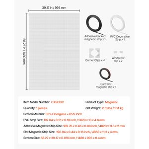 มุ้งลวดแม่เหล็ก ขนาด 58.27 x 39.17 นิ้ว  วัสดุ PVC ใยแก้ว  โครงสีขาว แถบแม่เหล็กสีดำ  แบบไม่มี D Wind - Product Image 4