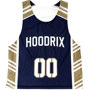 OEM Lacrosse Pinnies Personalized Reversible Vest Athletic Team Sublimated Tank <b>Top</b> Breathable Team Name Dot Design Black White - Product Image 1