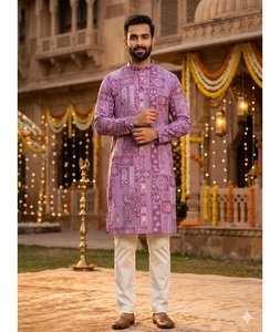 Última Tendencia en Kurta Pijama de Algodón Suave Estampado para Hombre, Ideal para Fiestas, Bodas y Ocasiones Especiales - Product Image 1
