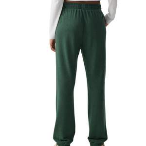 Pantalon de jogging molletonné mi-taille pour femme avec dentelle, coupe décontractée, taille élastique, idéal pour l'hiver, service OEM - Product Image 2