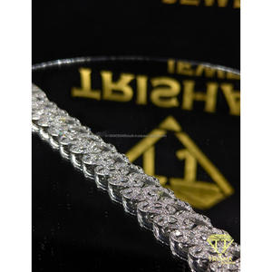 VVS Moissanite Diamond Cuban Link Bracelet Custom Clasp <b>Iced</b> <b>Out</b> 925 Sterling Silver Hip Hop Men Jewelry By Trisha Jewels - Product Image 2