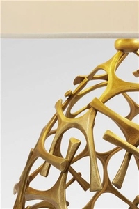 Modern Luxury Gold Micmac Sculpture <b>Table</b> Lamp Grey Fabric Shade Abstract Art Deco <b>Bedside</b> Living Room Home Decor Light - Product Image 3