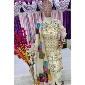 Ensemble haut-bas et dupatta magnifique pour femmes, vêtements de soirée de créateur - Product Image 3