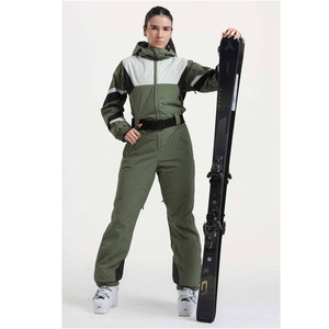 Traje de Esquí de Una Pieza para Mujer con Logotipo Personalizado, Impermeable, Cortavientos, Aislado, con Capucha, para Snowboard, Ropa de Invierno, Diseño Colorblock - Product Image 2