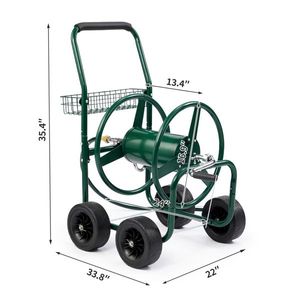 Chariot dérouleur de tuyau d'arrosage robuste à 4 roues pour jardin, en acier thermolaqué, capacité 250 pieds, pour outils mobiles extérieurs - Product Image 2
