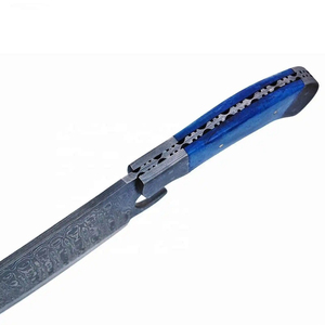 Cuchillo de Cocina Burraq DIY OEM Hecho a Mano, de Acero de Damasco Industrial, Multifuncional, con Patrón de Gota de Lluvia, Funda de Cuero - Product Image 1