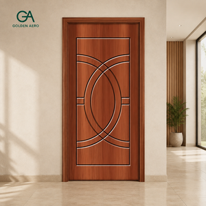 Puerta Interior Contemporánea GA-24L de Madera Sólida con Diseño de Ranura Curva - Product Image 1