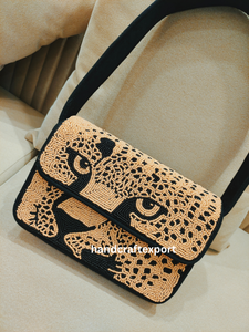 Sac à bandoulière de soirée chic et élégant pour femme, motif léopard perlé, style bohème indien, idéal pour le shopping et les fêtes - Product Image 6