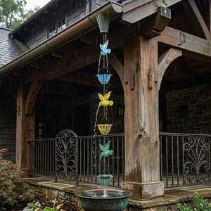 Cadena de Lluvia de Colibríes Coloridos, Taza Metálica para Pájaros, Tubería de Desagüe para Decoración de Jardín, Patio y Villa - Product Image 2