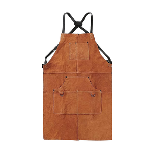 Tablier en cuir sans manches tissé avec ceinture réglable et plusieurs poches – Vêtement de travail durable pour la cuisine et l'usage industriel - Product Image 1