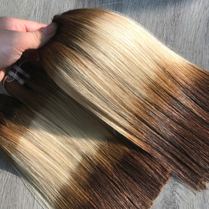 Conjunto de tres tonos Venta al por mayor 100% Raw Virgin Vietnamita Cabello humano hueso recto Super doble extensión de cabello dibujado - Product Image 6