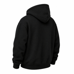 Sudadera con Capucha Negra para Hombre, de Forro Polar, Manga Larga, Casual, Color Sólido, Corte Regular, Diseño Liso, Tejida - Product Image 6