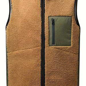 Gilet en polaire sherpa pour homme adulte, col montant, fermeture éclair, vêtement d'extérieur décontracté chaud, couleur unie, matière polyester - Product Image 4