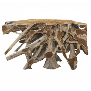 Mesa Consola Rústica Sania de Raíz de Teca Premium, Hecha a Mano, Orgánica, Artística, con Altura Ajustable, Mueble de Madera Sólida, Pieza Destacada - Product Image 2