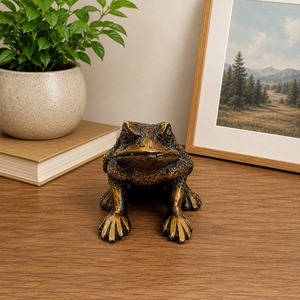 SHUBHAM Custom <b>Gold</b>-Plated Brass Frog Figurine UV Printing Polished Amphibian <b>Statue</b> Feng Shui Animal Ornament for Home Decor - Product Image 6