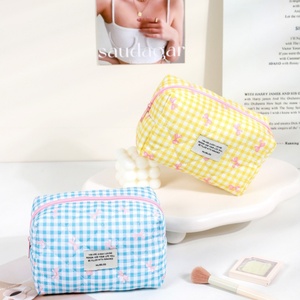 Bolsa de Almacenamiento de Papelería para Mujer, con Diseño de Lazo, para Viajes, Estudiantes, Estuche de Lápices para Niñas, Bolsa de Maquillaje Retro, Cosmetiquera de Algodón con Cierre Suave - Product Image 5
