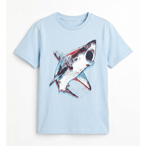 T-shirts pour garçons de couleur unie, 100% coton respirant, col rond, t-shirts basiques pour enfants, logo personnalisé, vêtements d'été pour garçons - Product Image 1