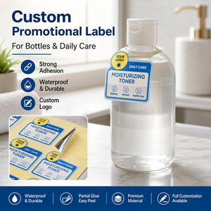 Étiquettes adhésives personnalisées, autocollants imperméables à colle partielle, décalcomanies promotionnelles pour bouteilles, emballages et produits quotidiens - Product Image 2