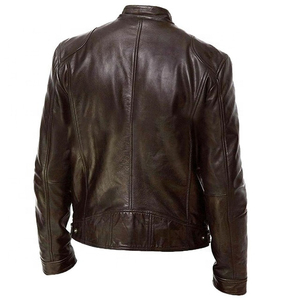 High Quality Genuine <b>Sheepskin</b> Bomber Leather <b>Jacket</b> for Men Breathable Sherpa Lining & Fur Trim Streetwear Style Black - Product Image 6