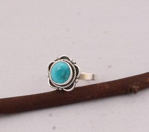 Natural <b>Turquoise</b> <b>Ring</b> 925 Sterling Silver Vintage Style Genuine Blue Gemstone <b>Ring</b> for Women Handcrafted Boho Ethnic Jewelry - Product Image 2