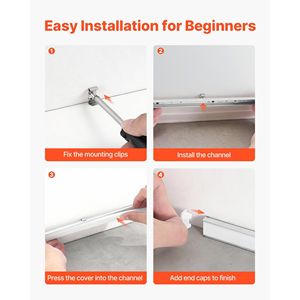 Paquete de 6 Perfiles de Aluminio LED en Forma de U de 3.3 Pies/1M con Cubierta Blanca, Tapas Finales y Clips de Montaje para Tiras LED de Techo - Product Image 5