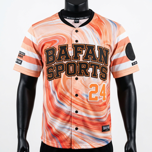 Camiseta 100% algodón para hombre, corte holgado, estampada, camiseta de béisbol para hombre, 180 GSM, poliéster suave, naranja, logotipo personalizado - Product Image 4