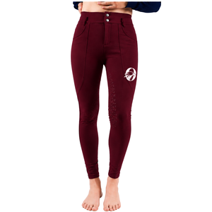 <b>Maroon</b> Women Equestrian Breeches High Waist Stretch Riding <b>Leggings</b> Full Seat Silicone Grip Horse Riding Pants Professional - Product Image 1
