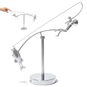 Escultura Cinética de Metal Hecha a Mano, Diseño Pescador, Plateado/Cromado, Ecológica, para Instalación en Mesa, Venta al Por Mayor desde India - Product Image 3