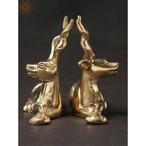 รูปปั้นทองเหลือง3นิ้วทำด้วยมือกวางน่ารักคู่ของตกแต่งบ้าน - Product Image 3