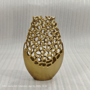 แจกันอลูมิเนียมกลมทรงอิสระเปิดตาข่ายสำหรับตกแต่งบ้าน - Product Image 1