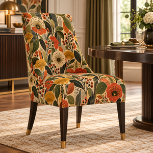 Tissu d'ameublement PRANIKA INTERNATIONAL tissé floral respirant et léger, motif feuilles vertes et oranges personnalisé, textile de maison - Product Image 4