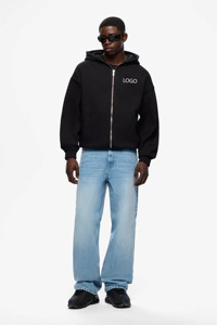 Sudadera con capucha con cremallera OEM personalizada, de 430GSM, elegante, térmica, oversize, de secado rápido, transpirable, de poliéster/algodón para hombre - Product Image 4