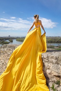 Robe longue de soirée en satin de soie fluide, style déclaration, haute couture, pour séance photo, femme, naturelle, été - Product Image 5