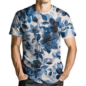 Camiseta de Verano para Hombre, Estampada, Cómoda, de Manga Corta, Estilo Tropical, Calidad de Exportación, Diseño Floral a Rayas - Product Image 3
