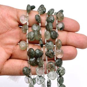 Cuentas de Cuarzo Rutilado Verde AAA al por Mayor, Forma de Corazón, 10mm-12mm |   Cadena de 8 pulgadas |   Piedras Preciosas Sueltas de Rutilo Verde Natural - Product Image 3