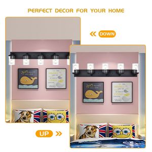 Lampada da Bagno Vintage Stile Fattoria a 5/6 Luci con Finitura Nera Opaca e Paralume in Vetro Trasparente - Product Image 2