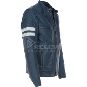 Veste en cuir de vachette de qualité supérieure, style motard classique pour homme, véritable cuir rembourré, prête à être expédiée - Product Image 5