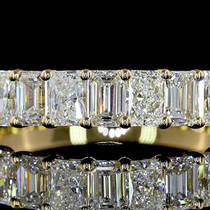 Bague d'éternité en or 10K 14K 18K ou argent 925 935 avec diamants taille émeraude cultivés en laboratoire et pierres multiples pour mariage, fiançailles et anniversaire - Product Image 2