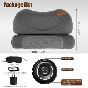 Almohada Cervical USB con Calefacción y Espuma Viscoelástica de Cero Presión, con Máscara para Ojos y Adaptador, para Alivio del Dolor, Ideal para Viajes - Product Image 6