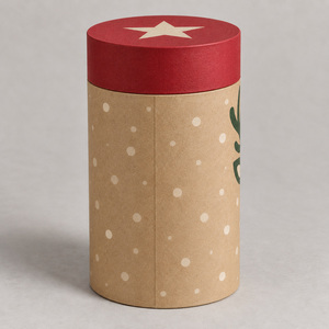 Christmas Paper Tube Gift <b>Box</b> <b>Round</b> Paperboard Packaging Cylinder with Lid for Dessert Craft Candle - Product Image 4