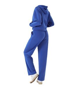 Ensemble deux-pièces de sport décontracté veste ample à capuche pantalon à jambes larges équipement de course à pied adultes grande taille à la mode décontracté hiver - Product Image 6
