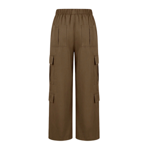 Pantalones Cargo de Pierna Ancha para Mujer, Cintura Alta Elástica, Ajuste Holgado, Poliéster de Secado Rápido, Múltiples Bolsillos, Ropa Urbana, Comodidad para Exteriores - Product Image 2