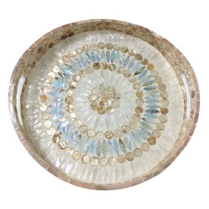 Juego de Bandejas de Servicio Portátiles de Madera de Lujo, Ecológicas, Duraderas, Personalizadas OEM ODM, Blancas con Efecto Nácar, para Presentación de Alimentos al por Mayor - Product Image 1