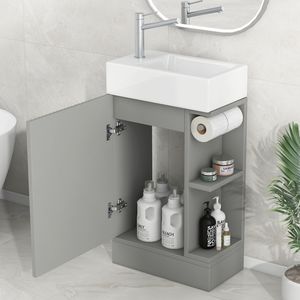 Meuble-lavabo de salle de bain gris de 18,6 po avec étagère à deux niveaux, orientation gauche-droite (Ancien SKU WF308491) - Product Image 4