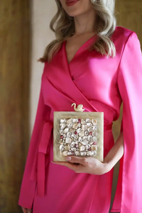 Bolso de Mano de Lujo para Mujer, Diseño Cuadrado, con Patrón Floral, Resistente al Agua, en Resina - Product Image 5