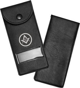 Étui de rangement pour bijoux de la franc-maçonnerie en cuir avec doublure douce pour les bijoux de la loge maçonnique - Product Image 1