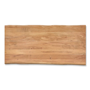 Table de salle à manger et de cuisine en bois d'acacia naturel, forme irrégulière, finition métallique industrielle noir mat, pieds araignée, bords naturels courbés - Product Image 4