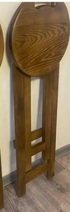 Tabouret de bar pliable en bois massif, siège rond portable, pieds croisés, pour cuisine, vente en gros, directement de l'usine - Product Image 2